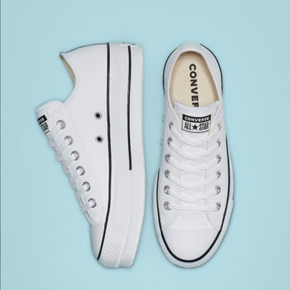 Converse White Low Top Platform Sneakers